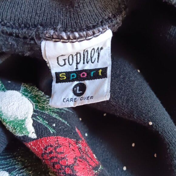 Vintage Large Black Crewneck Sweatshirt Cardinal & Snow 1990's Gopher Sport - Picture 6 of 6